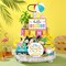 12-Piece Summer Beach Tiered Tray Decor Set - Blue & White Wooden Farmhouse Sign Bundle - Tropical Tabletop Decorations for Kitchen, Shelf, & Home Housewarming Gifts